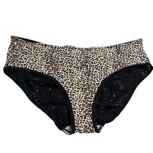 Victoria’s Secret Hiphugger Hipster Cheetah w/ Black Lace Cheeky Panty Sz. Large